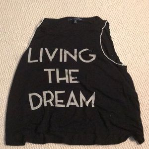 It’s a black tank top that’s has a cute saying